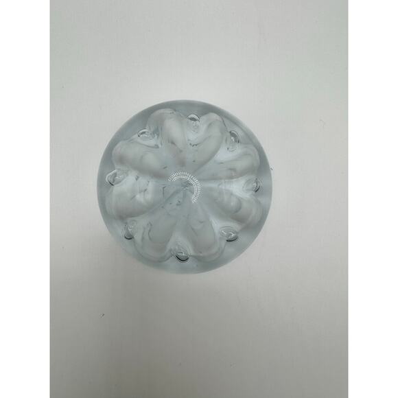 Vintage Clear Glass Paperweight Floral Design – Bubble Art Decoration 3” - Picture 2 of 4